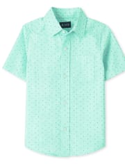 Chemise boutonnée en popeline imprimée pour garçon