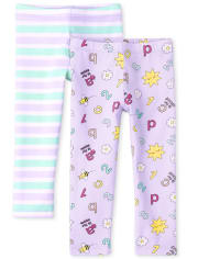 Pack de 2 calzas estampadas para niñas pequeñas