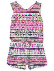 Baby And Toddler Girls Print Cross Back Romper