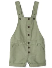 Girls Button Front Shortalls