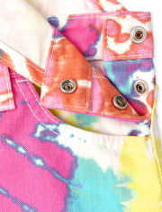 Girls Rainbow Tie Dye Shortalls