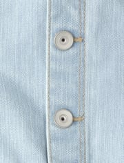 Girls Button Front Denim Shortalls