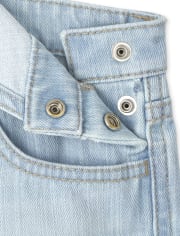 Girls Button Front Denim Shortalls