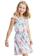 Girls Floral Ruffle Dress