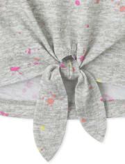 Haut imprimé noué sur le devant pour fille