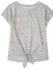 Haut imprimé noué sur le devant pour fille