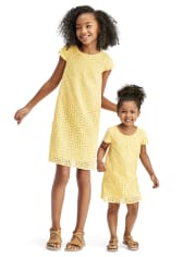 Girls Mommy And Me Daisy Lace Matching Shift Dress