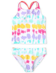 Bañador tankini con efecto tie-dye y arcoíris para niñas