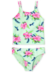 Girls Sleeveless Floral Print Tankini Swimsuit | The Children's Place