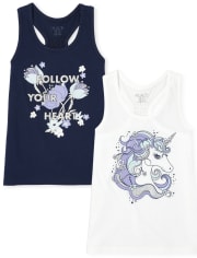 Lot de 2 débardeurs licorne à dos nageur pour fille
