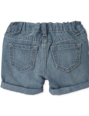 Baby And Toddler Girls Roll Cuff Denim Midi Shorts