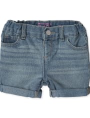 Baby And Toddler Girls Roll Cuff Denim Midi Shorts