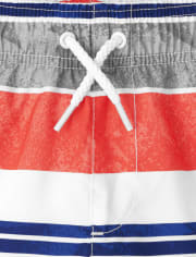 Boys Striped Swim Trunks