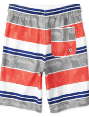 Boys Striped Swim Trunks