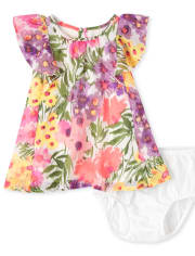 Baby Girls Floral Ruffle Dress