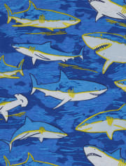 The Childrens Place Boys Glow Shark Snug Fit Cotton 4-Piece Pajamas 