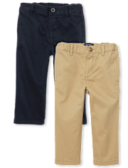 Paquete de 2 pantalones chinos básicos para bebés y niños pequeños