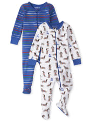 Pijamas de una pieza de algodón con ajuste ceñido para perros para bebés y niños pequeños, paquete de 2