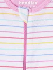 Pyjama une pièce en coton ajusté papillon pour bébés et petites filles, paquet de 2