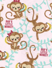 Baby And Toddler Girls Monkey Snug Fit Cotton One Piece Pajamas 2-Pack