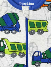 Baby And Toddler Boys Dino Trucks Snug Fit Cotton One Piece Pajamas 2-Pack