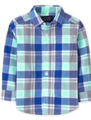 Baby And Toddler Boys Plaid Poplin Button Up Shirt