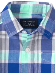Baby And Toddler Boys Plaid Poplin Button Up Shirt
