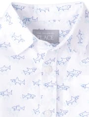 Baby And Toddler Boys Shark Poplin Button Up Shirt