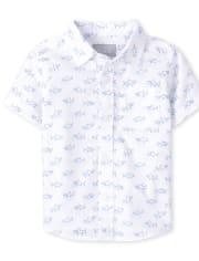 Camisa con botones de popelina de tiburón para bebés y niños pequeños