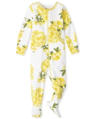 Pijama de una pieza de algodón con ajuste ceñido a juego floral para bebés y niñas pequeñas Mamá y yo