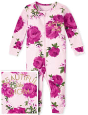 Baby And Toddler Girls Mommy And Me Floral Snug Fit Cotton One Piece Pajamas