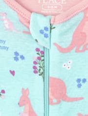 Pijamas de una pieza de algodón con ajuste ceñido tipo canguro para bebés y niñas pequeñas