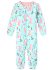 Pijamas de una pieza de algodón con ajuste ceñido tipo canguro para bebés y niñas pequeñas