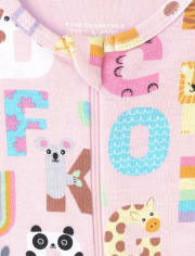Pijamas de una pieza de algodón con ajuste ceñido y animales ABC para bebés y niñas pequeñas