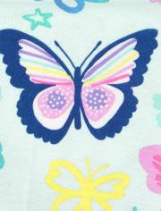 Pijamas de algodón ajustados con mariposas para bebés y niñas pequeñas