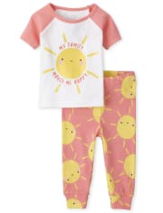 Pijamas de algodón ajustados al sol para bebés y niñas pequeñas