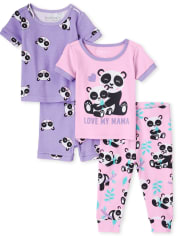 Lot de 2 pyjamas en coton ajustés Panda pour bébés et petites filles