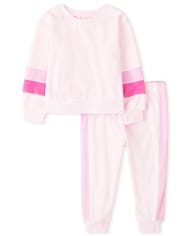 Baby And Toddler Girls Mommy And Me Striped Matching Velour Pajamas