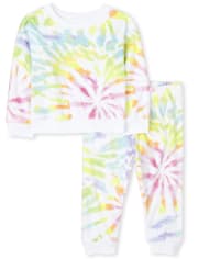Baby And Toddler Girls Mommy And Me Tie Dye Matching Velour Pajamas