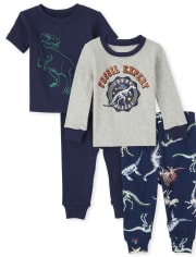 Baby And Toddler Boys Dino Snug Fit Cotton Pajamas 2-Pack