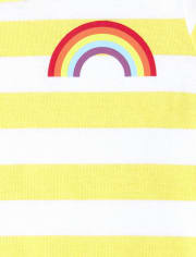 Paquete de 2 pijamas de algodón ajustados con corazón arcoíris para bebés y niñas pequeñas