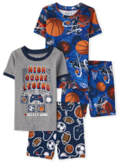 Boys Sports Snug Fit Cotton Pajamas 2-Pack