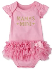 Baby Girls Glitter Mama's Mini Tutu Bodysuit