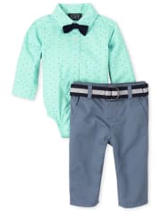 Baby Boys Dot Poplin Outfit Set