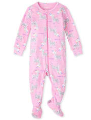 Baby And Toddler Girls Zebra Snug Fit Cotton One Piece Pajamas