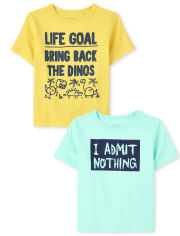 Paquete de 2 camisetas con estampado de humor para bebés y niños pequeños