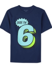 T-shirt graphique anniversaire 6 pour garçons
