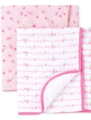 Baby Girls Rose Swaddle Blanket 2-Pack
