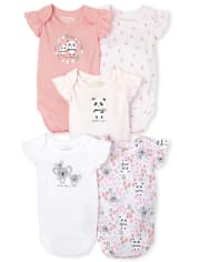 Pack De 5 Body De Punto Con Estampado De Oso Panda Y Koala De Manga Corta Para Bebe Nina The Children S Place