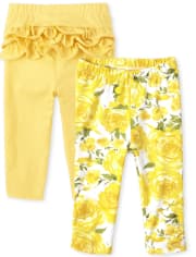 Pack de 2 leggings con volantes para bebé niña